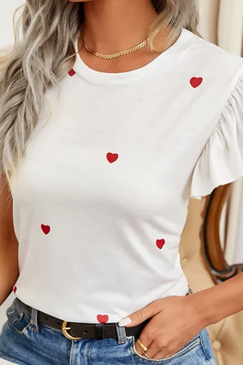 Women’s T-shirt Short Sleeve T-shirts Romantic Streetwear Heart Shape