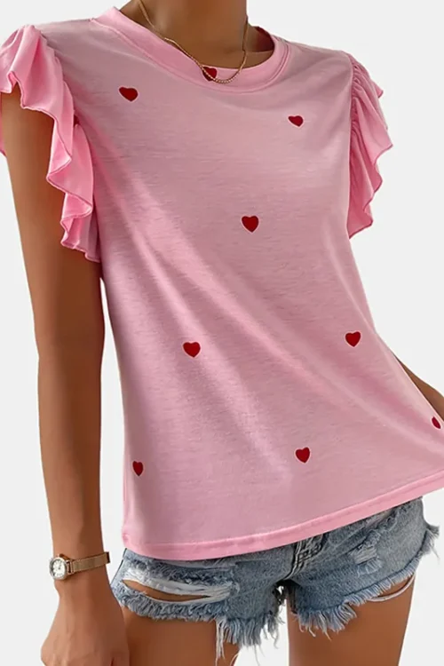 Women’s T-shirt Short Sleeve T-shirts Romantic Streetwear Heart Shape