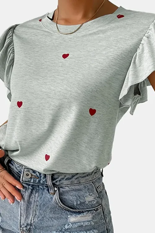 Women’s T-shirt Short Sleeve T-shirts Romantic Streetwear Heart Shape