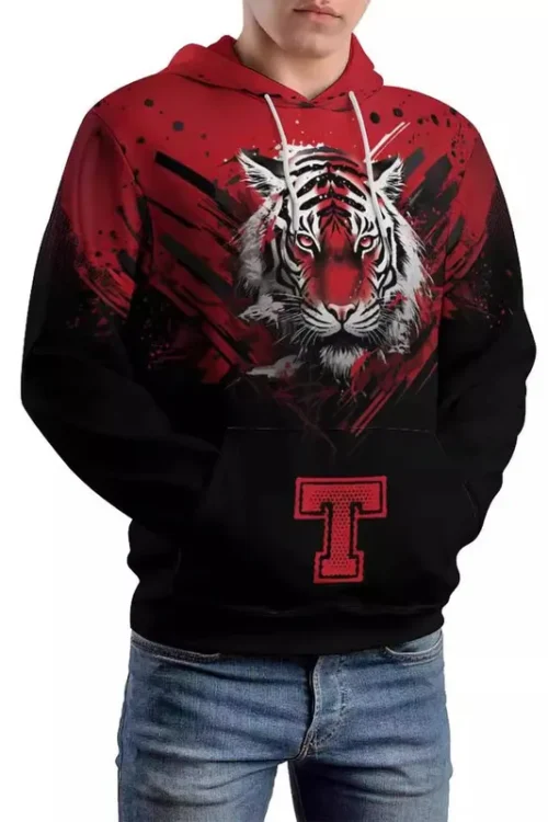 Men’s Tiger Streetwear Long Sleeve Loose Hooded