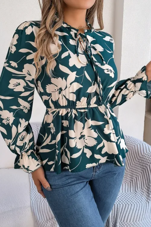 Women’s Blouse Long Sleeve Blouses Elegant Flower