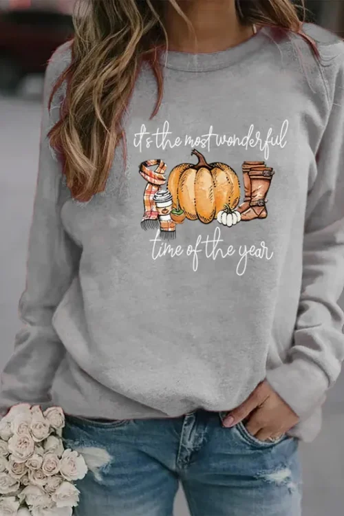 Women’s Hoodie Long Sleeve Hoodies & Sweatshirts Printing Casual Pumpkin Letter