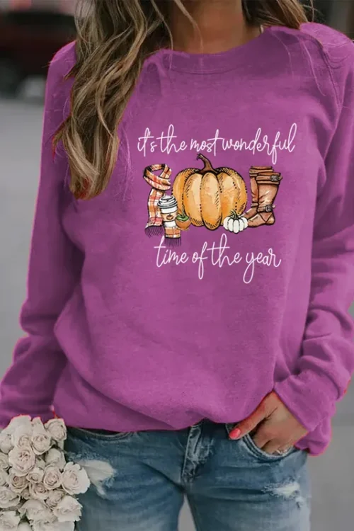 Women’s Hoodie Long Sleeve Hoodies & Sweatshirts Printing Casual Pumpkin Letter