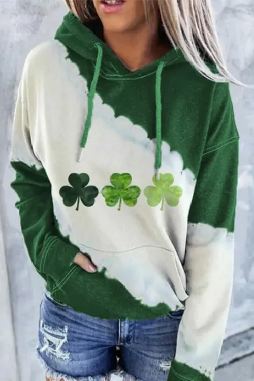 Women’s Hoodie Long Sleeve Hoodies & Sweatshirts Printing Casual Shamrock