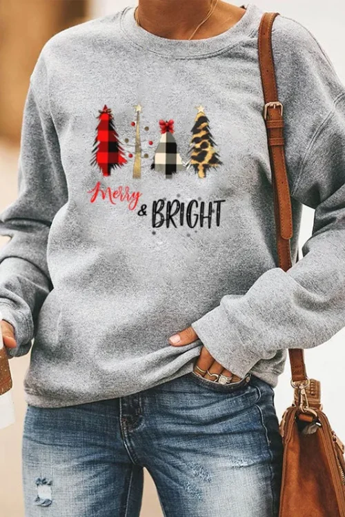 Women’s Hoodie Long Sleeve Hoodies & Sweatshirts Printing Christmas Christmas Tree Letter