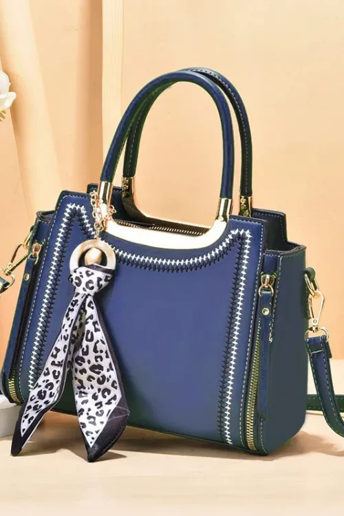 Women’s Pu Leather Solid Color Elegant Square Zipper Handbag