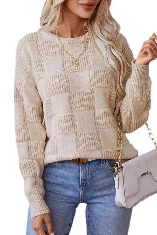 Women’s Sweater Long Sleeve Sweaters & Cardigans Casual Elegant Plaid