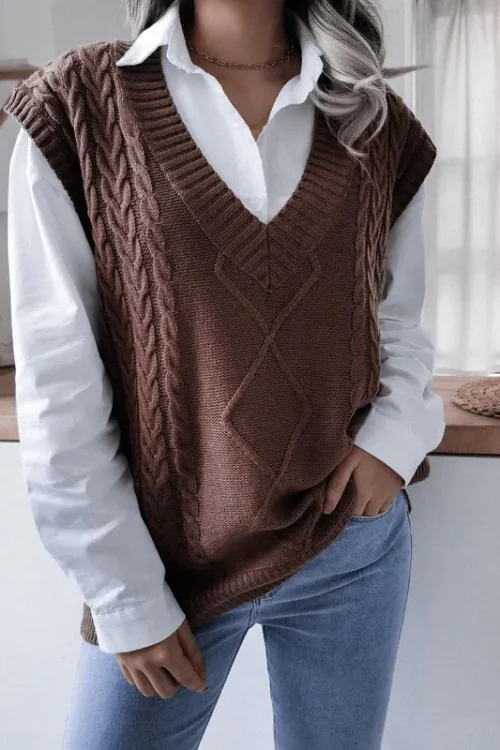 Women’s Sweater Sleeveless Sweaters & Cardigans Casual Solid Color