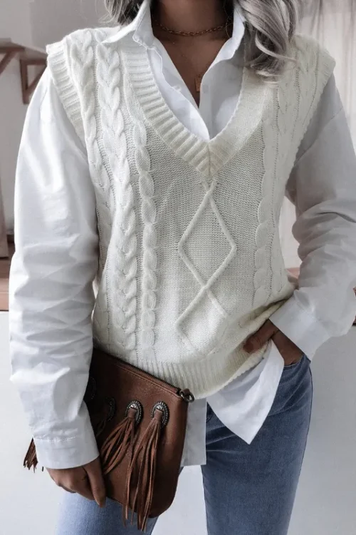 Women’s Sweater Sleeveless Sweaters & Cardigans Casual Solid Color