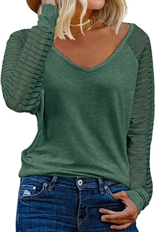 Women’s T-shirt Long Sleeve T-Shirts Casual Solid Color