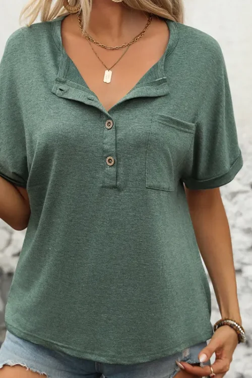 Women’s T-shirt Short Sleeve T-Shirts Patchwork Casual Solid Color