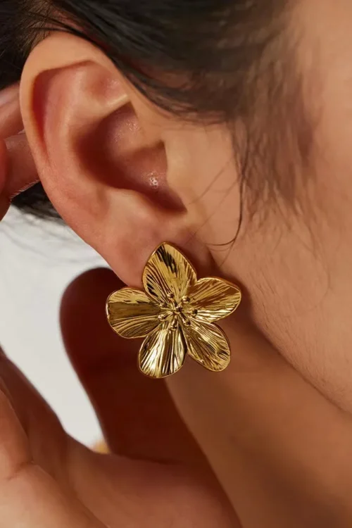 Exaggerated Pastoral Streetwear Flower  Stainless Steel Imitation Gold Ear Studs