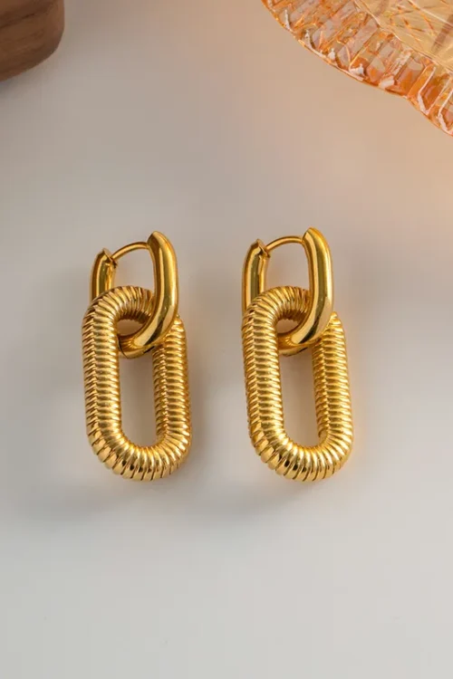 Oval Stainless Steel Plating Drop Earrings