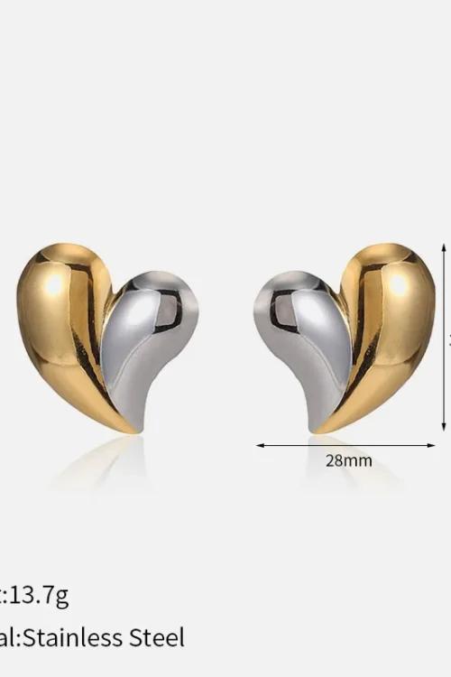 Heart Shape Stainless Steel Pearl Ear Studs