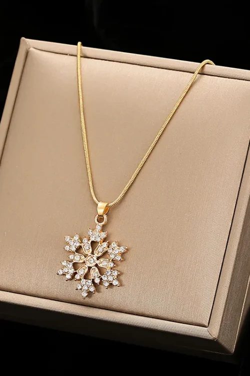 Snowflake Alloy Inlay Rhinestones Necklace