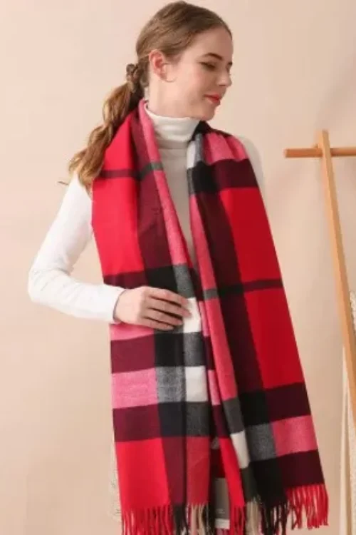 Autumn And Winter Korean Plaid Cashmere Scarf Women’s Thickened